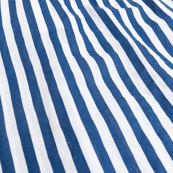 ✨ ZARA Striped Linen Blend Midi Shirt Dress White Blue Button Front - Picture 12 of 13